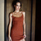 KNIT SHORT DRESS RUSSET — front view by MOODSTORIES