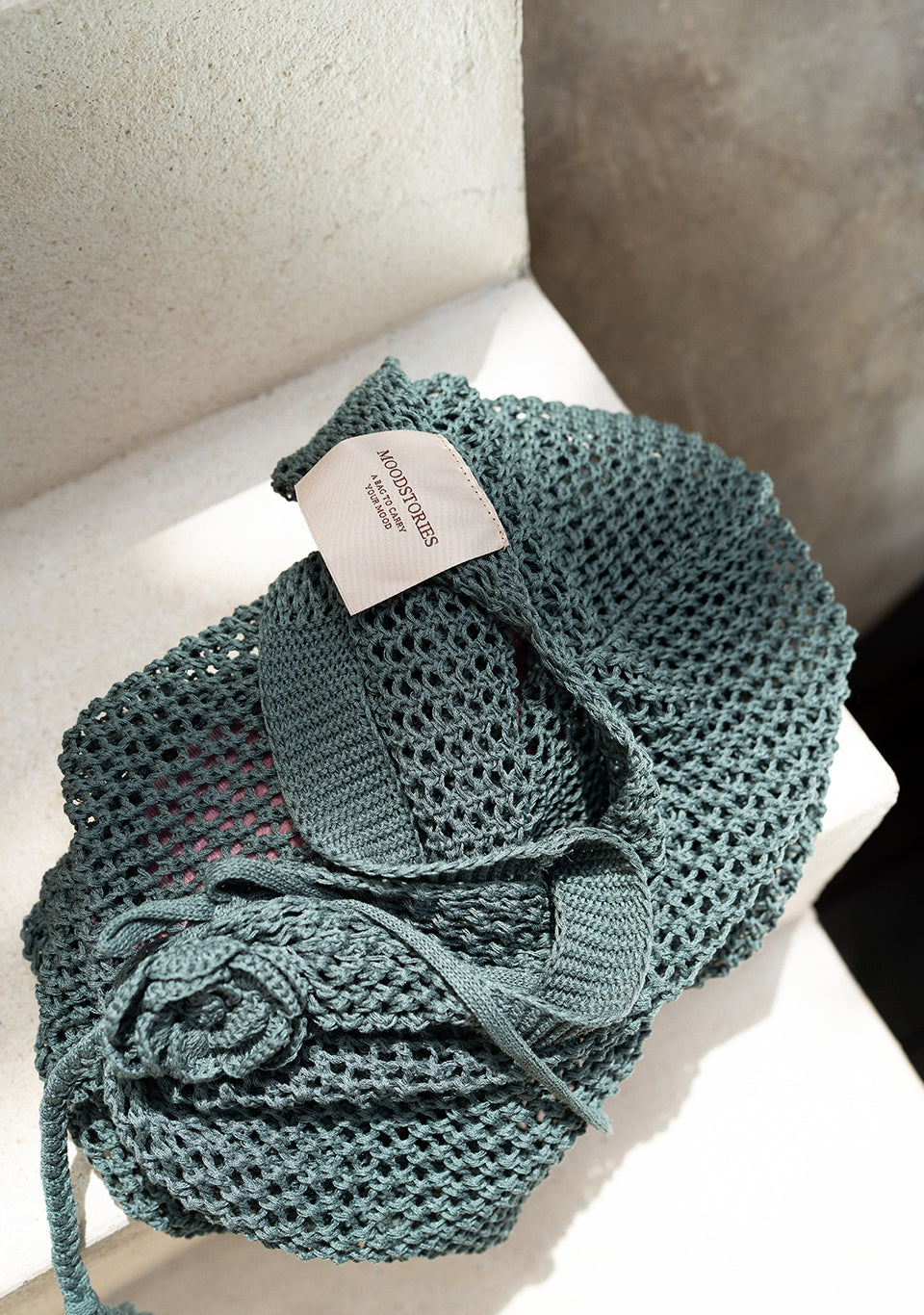 CROCHET BAG CELADON — detail view